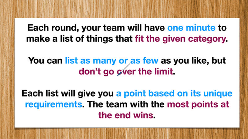 List-O-Rama: The Game of Lists